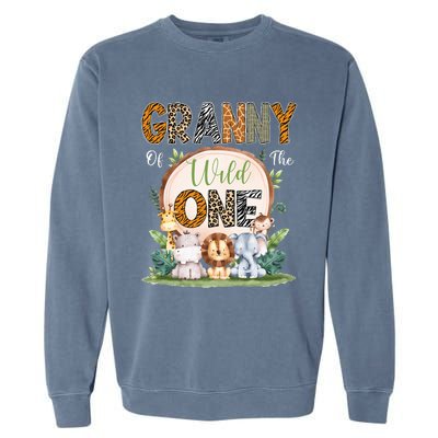 Granny Of The Wild One First Birthday Safari Woodland Garment-Dyed Sweatshirt