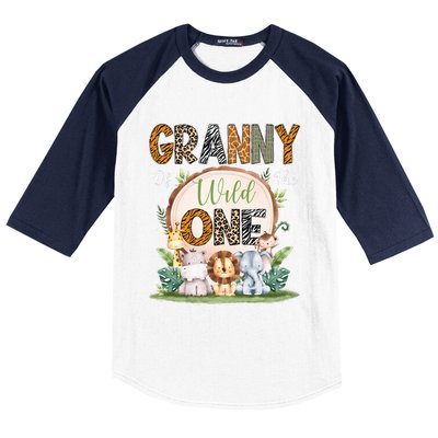 Granny Of The Wild One First Birthday Safari Woodland Baseball Sleeve Shirt