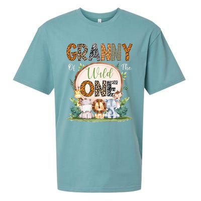 Granny Of The Wild One First Birthday Safari Woodland Sueded Cloud Jersey T-Shirt