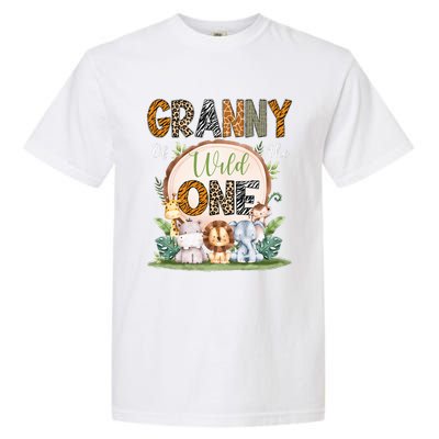 Granny Of The Wild One First Birthday Safari Woodland Garment-Dyed Heavyweight T-Shirt