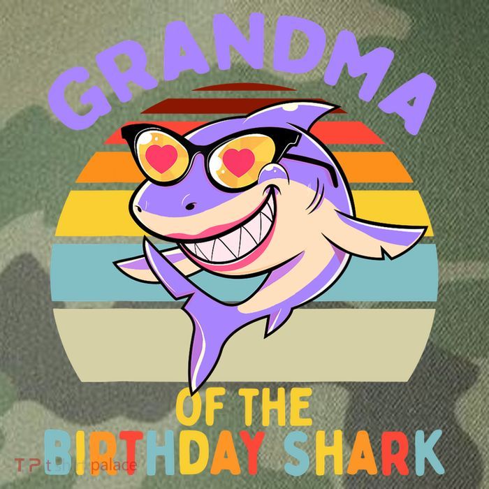 Grandma of the Shark Birthday Matching Family Legacy Tie Dye Trucker Hat