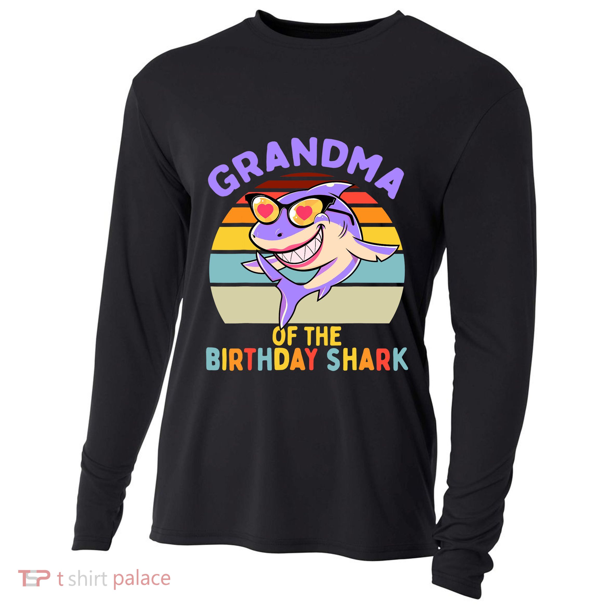 Grandma of the Shark Birthday Matching Family Cooling Performance Long Sleeve Crew