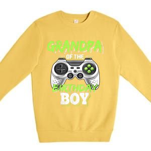 Grandpa Of The Birthday Boy Matching Video Game Birthday Premium Crewneck Sweatshirt