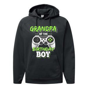 Grandpa Of The Birthday Boy Matching Video Game Birthday Performance Fleece Hoodie