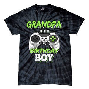 Grandpa Of The Birthday Boy Matching Video Game Birthday Tie-Dye T-Shirt