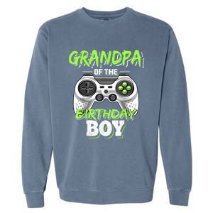 Grandpa Of The Birthday Boy Matching Video Game Birthday Garment-Dyed Sweatshirt