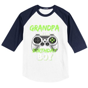 Grandpa Of The Birthday Boy Matching Video Game Birthday Baseball Sleeve Shirt