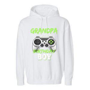 Grandpa Of The Birthday Boy Matching Video Game Birthday Garment-Dyed Fleece Hoodie