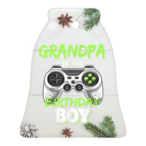 Grandpa Of The Birthday Boy Matching Video Game Birthday Ceramic Bell Ornament