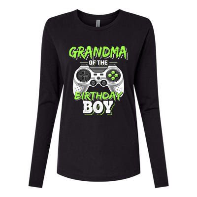 Grandma Of The Birthday Boy Matching Video Game Birthday Womens Cotton Relaxed Long Sleeve T-Shirt