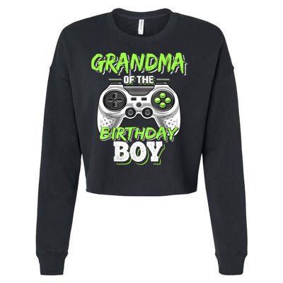 Grandma Of The Birthday Boy Matching Video Game Birthday Cropped Pullover Crew