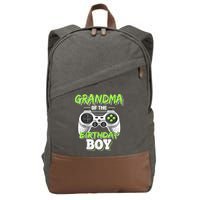Grandma Of The Birthday Boy Matching Video Game Birthday Cotton Canvas Backpack