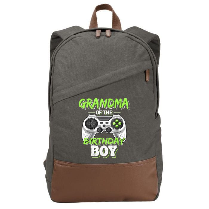 Grandma Of The Birthday Boy Matching Video Game Birthday Cotton Canvas Backpack