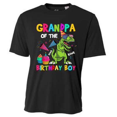 Grandpa Of The Birthday Boy T-Rex Dinosaur Birthday Cooling Performance Crew T-Shirt