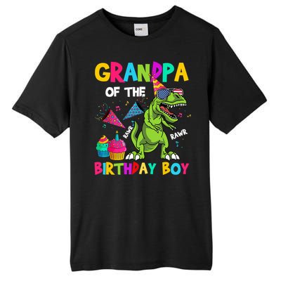 Grandpa Of The Birthday Boy T-Rex Dinosaur Birthday Tall Fusion ChromaSoft Performance T-Shirt