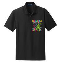 Grandpa Of The Birthday Boy T-Rex Dinosaur Birthday Dry Zone Grid Polo