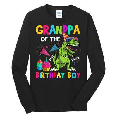 Grandpa Of The Birthday Boy T-Rex Dinosaur Birthday Tall Long Sleeve T-Shirt