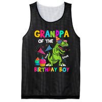 Grandpa Of The Birthday Boy T-Rex Dinosaur Birthday Mesh Reversible Basketball Jersey Tank