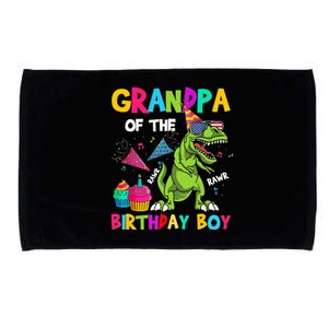 Grandpa Of The Birthday Boy T-Rex Dinosaur Birthday Microfiber Hand Towel