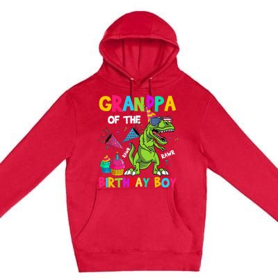 Grandpa Of The Birthday Boy T-Rex Dinosaur Birthday Premium Pullover Hoodie