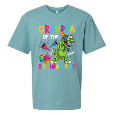 Grandpa Of The Birthday Boy T-Rex Dinosaur Birthday Sueded Cloud Jersey T-Shirt