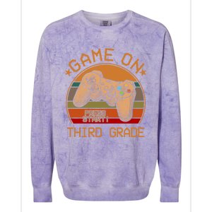 Game On Third Grade Back To School Gamer Funny Funny Gift Colorblast Crewneck Sweatshirt