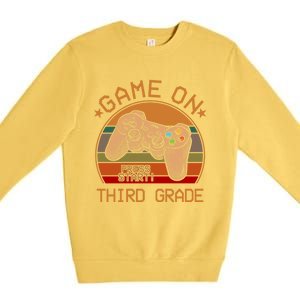 Game On Third Grade Back To School Gamer Funny Funny Gift Premium Crewneck Sweatshirt