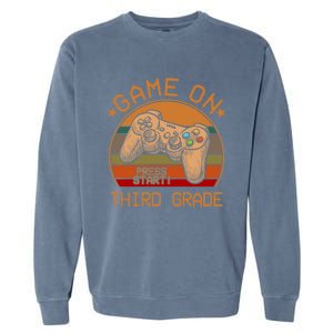 Game On Third Grade Back To School Gamer Funny Funny Gift Garment-Dyed Sweatshirt