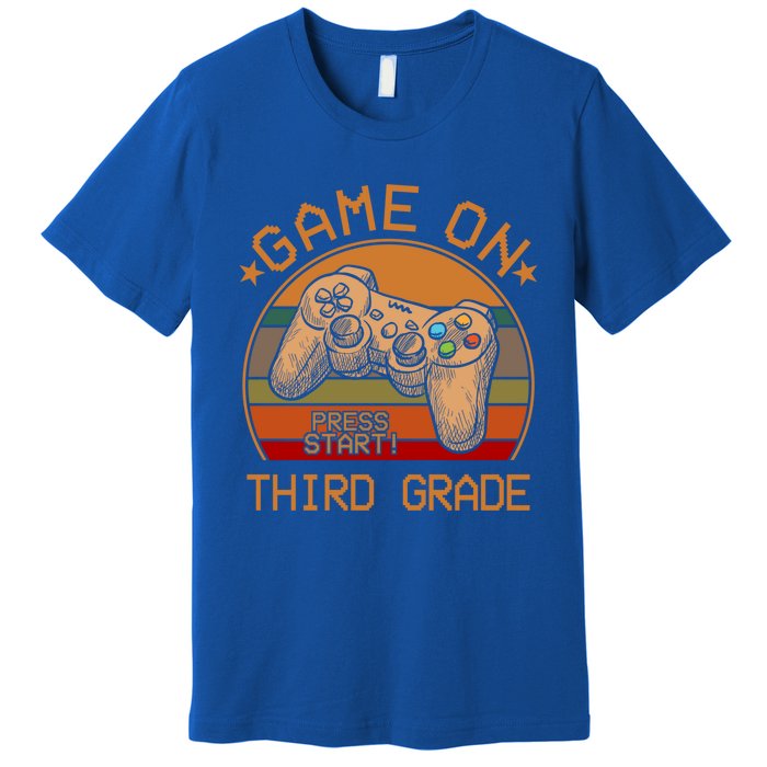 Game On Third Grade Back To School Gamer Funny Funny Gift Premium T-Shirt