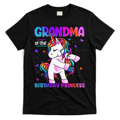 Grandma Of The Birthday Princess Flossing Unicorn Grandma T-Shirt