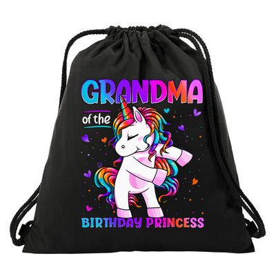 Grandma Of The Birthday Princess Flossing Unicorn Grandma Drawstring Bag