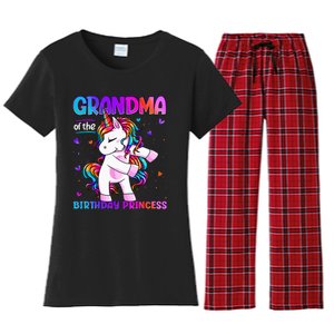 Grandma Of The Birthday Princess Flossing Unicorn Grandma Women's Flannel Pajama Set