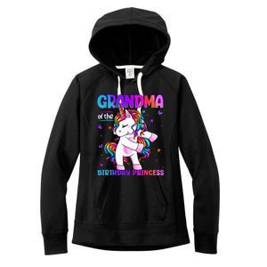 Grandma Of The Birthday Princess Flossing Unicorn Grandma Women's Fleece Hoodie