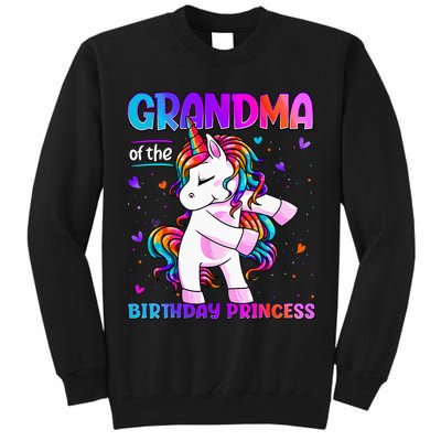 Grandma Of The Birthday Princess Flossing Unicorn Grandma Tall Sweatshirt