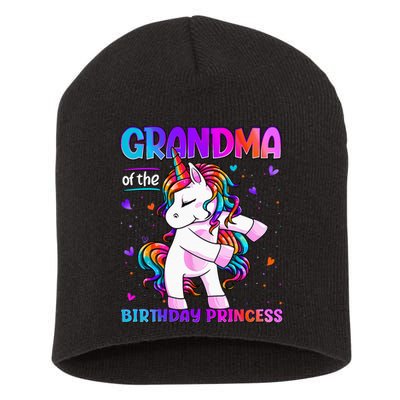 Grandma Of The Birthday Princess Flossing Unicorn Grandma Short Acrylic Beanie