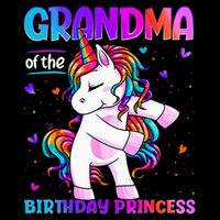 Grandma Of The Birthday Princess Flossing Unicorn Grandma Short Acrylic Beanie