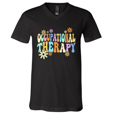 Groovy Occupational Therapy OT Therapist V-Neck T-Shirt