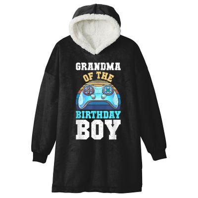 Grandma Of The Birthday Boy Matching Video Gamer Birthday Hooded Wearable Blanket