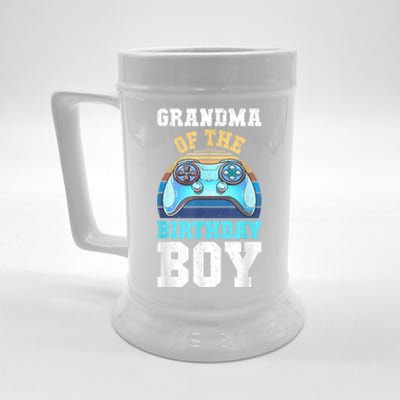 Grandma Of The Birthday Boy Matching Video Gamer Birthday Beer Stein