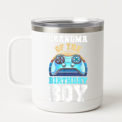 Grandma Of The Birthday Boy Matching Video Gamer Birthday 12 oz Stainless Steel Tumbler Cup