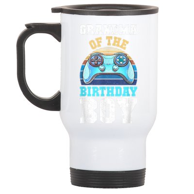 Grandma Of The Birthday Boy Matching Video Gamer Birthday Stainless Steel Travel Mug