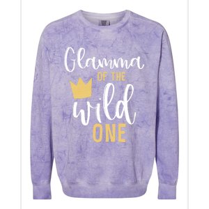 Glamma Of The Wild One Matching 1st Birthday First Thing Nan Gift Colorblast Crewneck Sweatshirt