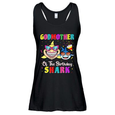 Godmother Of The Shark Birthday Family Birthday Godson Ladies Essential Flowy Tank