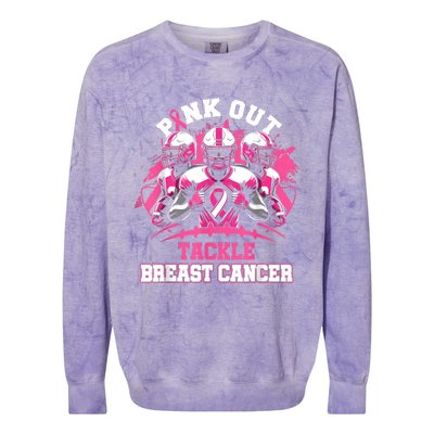 Gift Out Tackle Breast Cancer Awareness American Football Colorblast Crewneck Sweatshirt