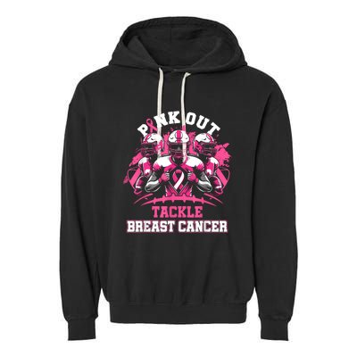 Gift Out Tackle Breast Cancer Awareness American Football Garment-Dyed Fleece Hoodie