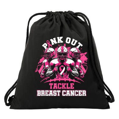 Gift Out Tackle Breast Cancer Awareness American Football Drawstring Bag