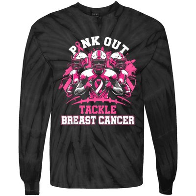 Gift Out Tackle Breast Cancer Awareness American Football Tie-Dye Long Sleeve Shirt