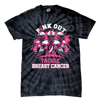 Gift Out Tackle Breast Cancer Awareness American Football Tie-Dye T-Shirt