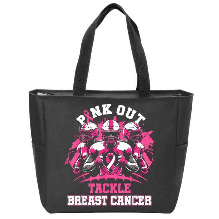 Gift Out Tackle Breast Cancer Awareness American Football Zip Tote Bag