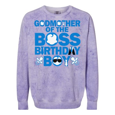 Godmother Of The Boss Birthdaybaby Family Decorations Colorblast Crewneck Sweatshirt